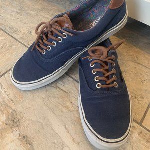 Navy canvas and leather Vans Men size 10